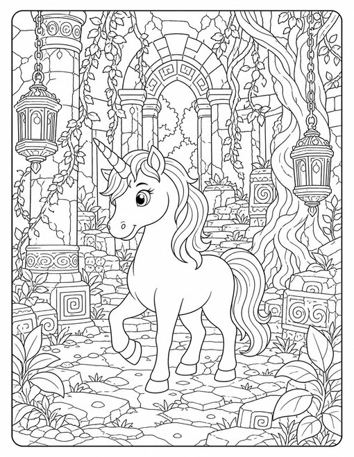 Unicorn Ancient Forest Ruins