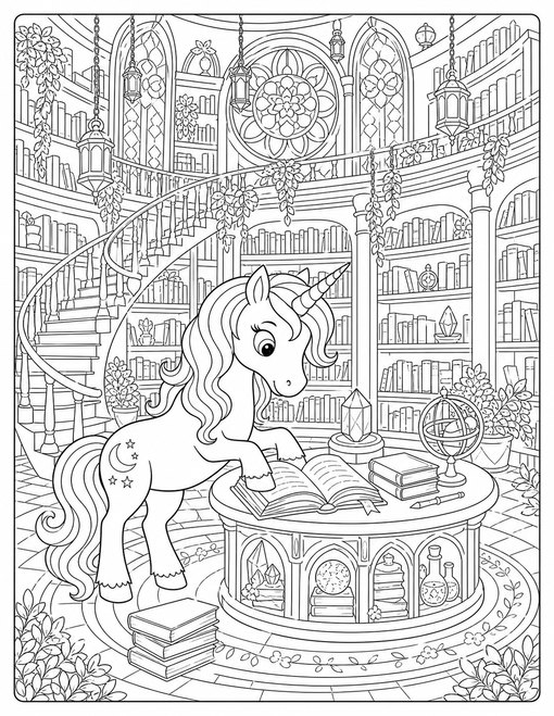 Unicorn Enchanted Library