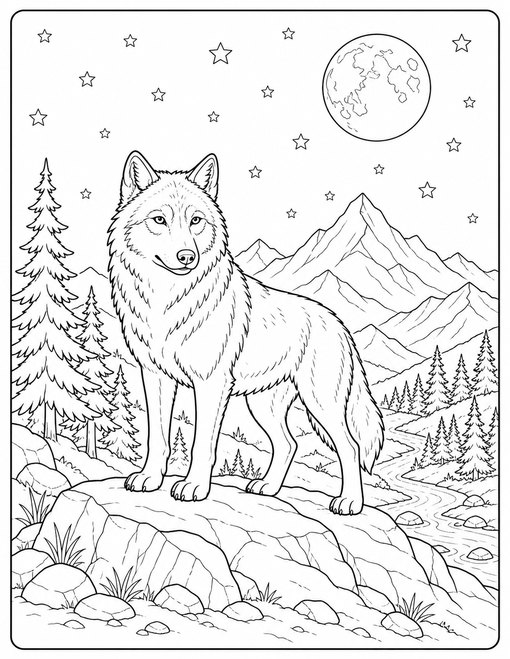 Wolf Starlit Ridge