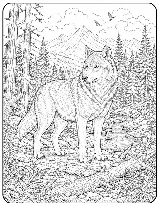 Detailed Gray Wolf